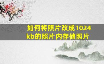 如何将照片改成1024 kb的照片内存储照片